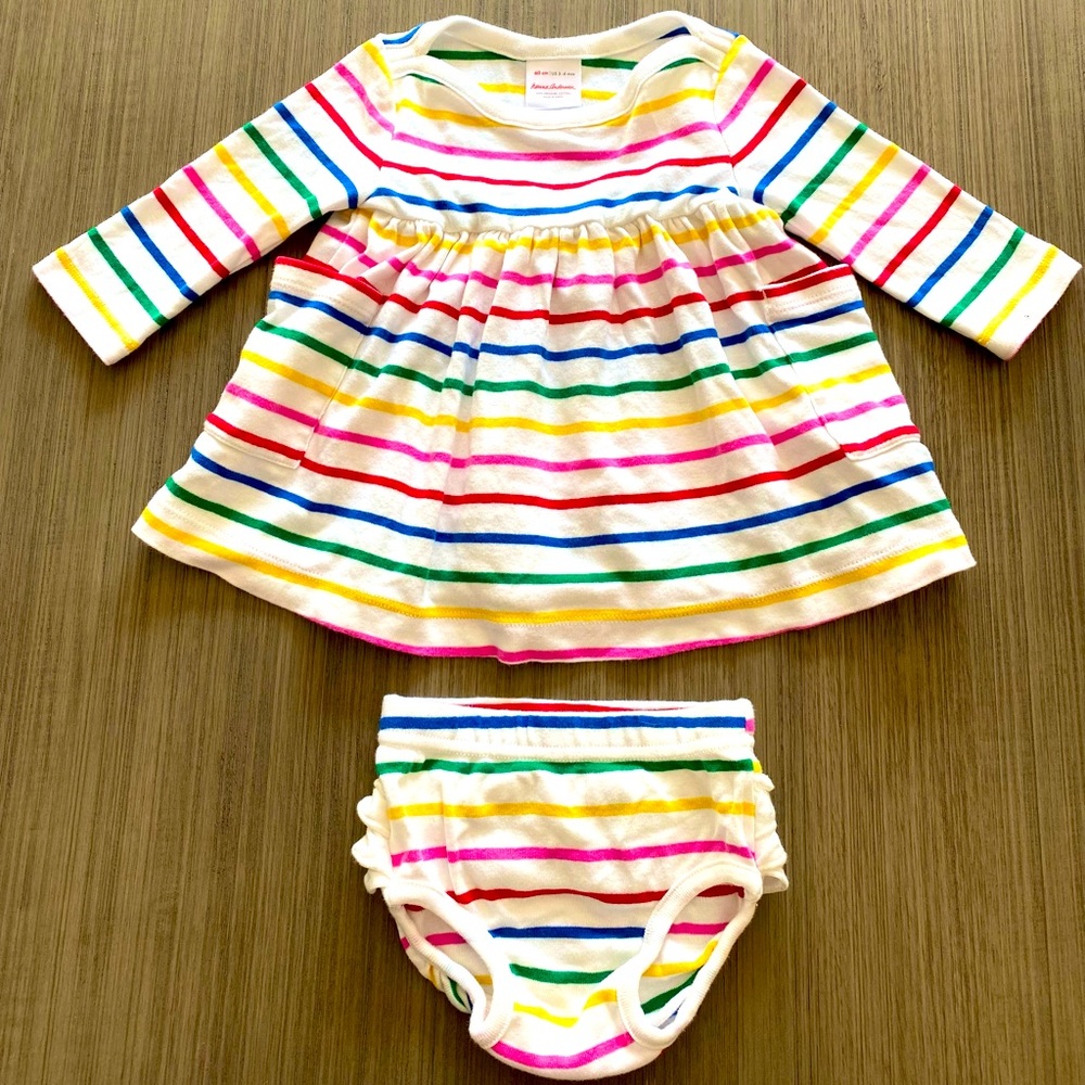 Hanna Andersson Rainbow Dress & Bloomer Set
